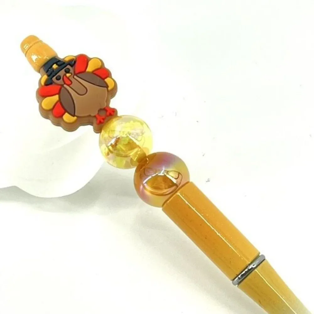 Turkey Thanksgiving gobble gobble handmade NEW cloud bead glitter yellow brown o